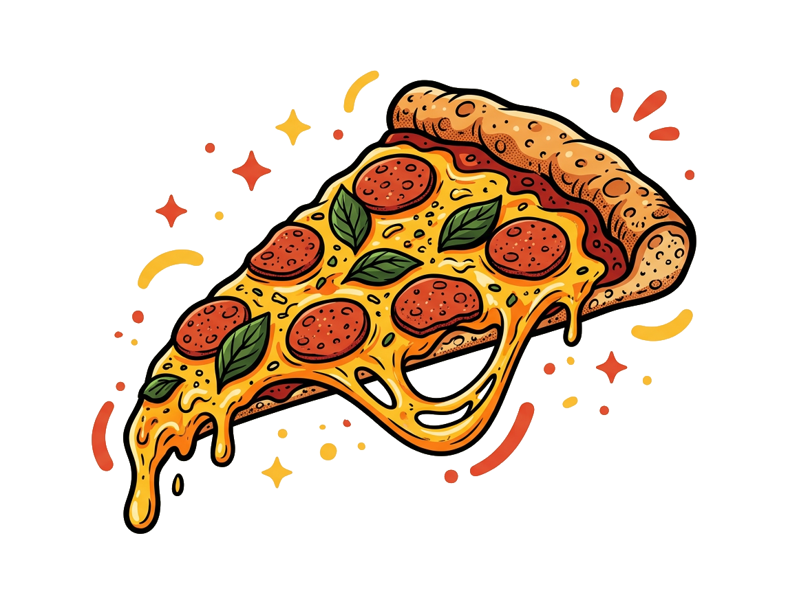 Giant cartoon pizza slice